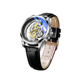 Silver with Black Leather straps