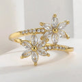 Gold Inlaid White Zirconia Stones