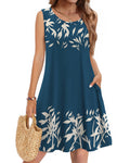 Navy Leaf Print